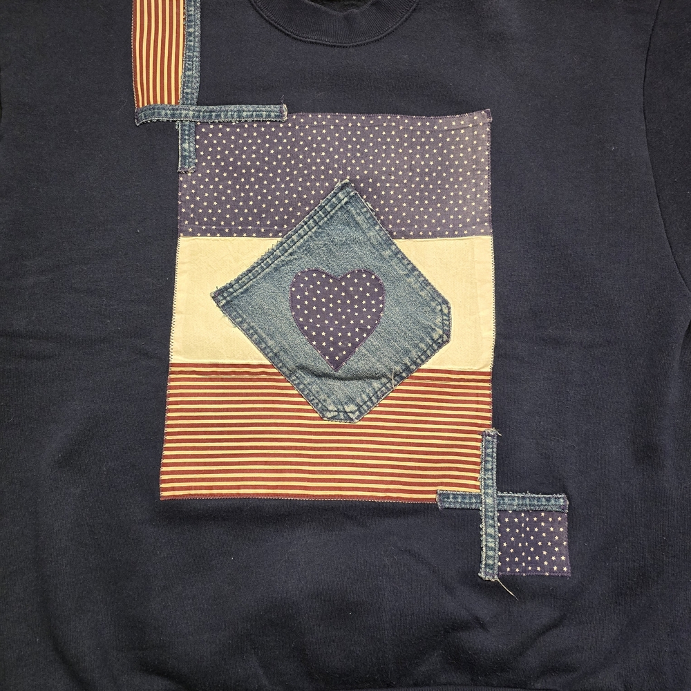 Vintage Jerzees Patchwork Appliqu Sweatshirt Usa … - image 3